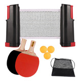 Juego De Ping Pong Portátil Con Red Retráctil Y Raquetas