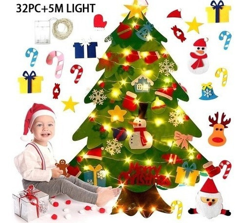 Árvore De Natal De Feltro Para Crianças, Decoração De