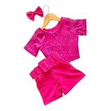 Conjunto Luxo Natal Reveillon Cropped Short + Cinto +laço M3