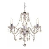 Lampara Colgante Candelabro Lagrimas De Cristal 3 Soquetes Color Gris