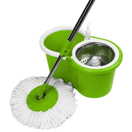 Trapeador Spin Mop Giratorio 360° Con Exprimidor De Acero Inoxidable Y Mango Extensible 1 Mopa De Repuesto