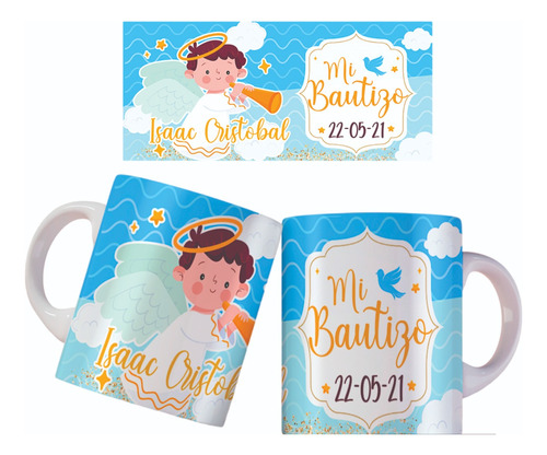 12 Tazas Personalizadas Recuerdos Bautizo Niño O Niña