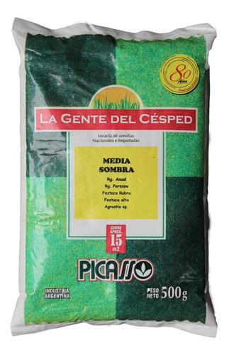 Semillas De Cesped Pasto Premium Media Sombra 500g Picasso
