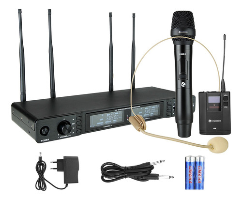 2 Microfone Sem Fio Uhf K622c Com Bodypack Receptor 4 Antena