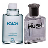 Natura Kaiak Refil 100ml + Avon Musk Colônia 90ml Kit 2 Perfumes Para Homem