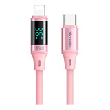 Cable Para iPhone Pantalla Digital Carga Rápida 1.8m - Rosa Color Rosa Claro