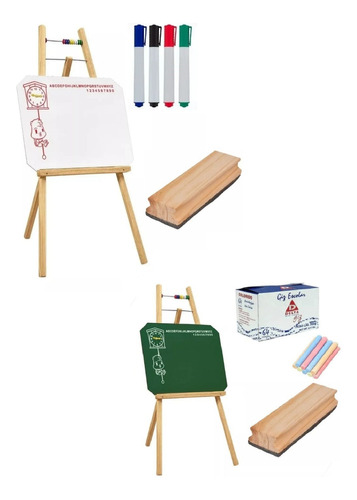 Lousa Quadro Branco + Quadro Verde Infantil Com Cavalete