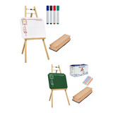 Lousa Quadro Branco + Quadro Verde Infantil Com Cavalete