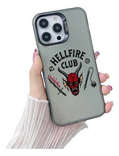 Funda iPhone 13 Carcasas Silicona Logo Hellfire Club Stranger Things Estilo Oscuro Fashion Uso Rudo Para Fans