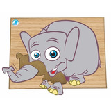 Super Quebra Cabeças Elefante Madeira Educativo Brinquedo