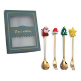 Cucharas Y Tenedores Navideños (04 #mold) Con Caja De Regalo