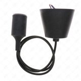 10 Lámpara Colgante Socket E27 Cable Textil Silicon Negro