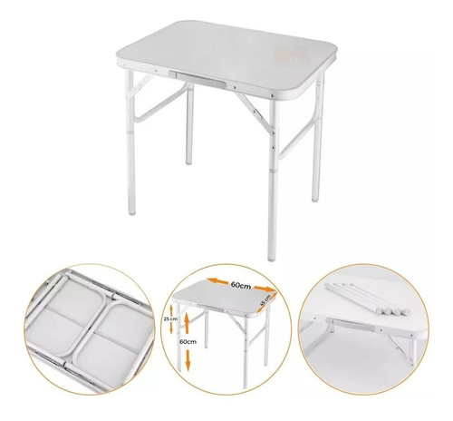 Mesa Dobrável Alumínio 90x60 Cm Vira Maleta 695838 Palisad