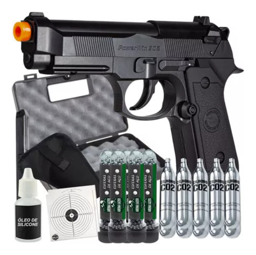 Kit Pistola De Pressão Airgun 4,5mm+co2+coldre+itens