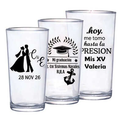 48 Vasos Cuberos Personalizados Bodas, Xv, Graduaciones, Etc | Envío gratis