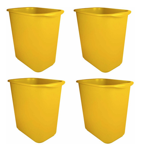 Pack De 4 Cestos Rectangulares 13 L Color Amarillo