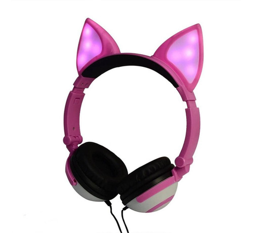 Auriculares Orejas Gato Con Luz Anime Gamer Kawaii Headset 