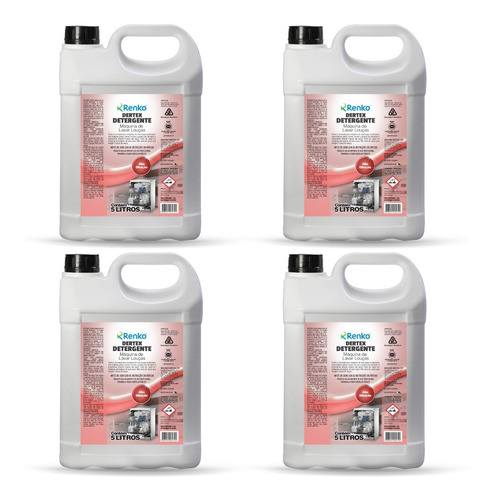 Kit Detergente Dertex Máquina De Lavar Louças 4x5l