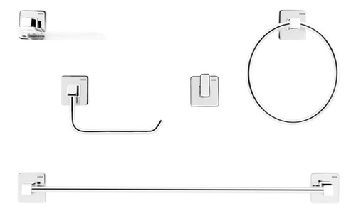 Kit De Acessórios Trip 5 Peças Para Banheiro Cromado Docol