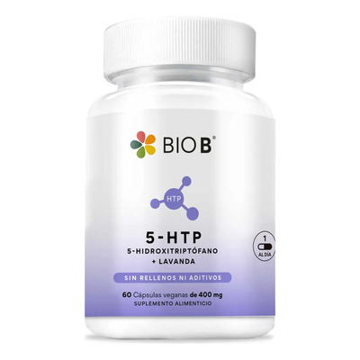 BIO B 5-HTP + Lavanda 100mg de 5-HTP 5-hidroxitriptófano + 300mg de Lavanda Dormir Estado de Ánimo Estrés y Reducción de Cortisol 60 Cáps | Meses sin interés