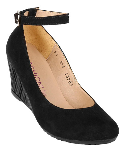 Zapatilla Cuña Mujer Negro Tipo Ante Stfashion 04603901