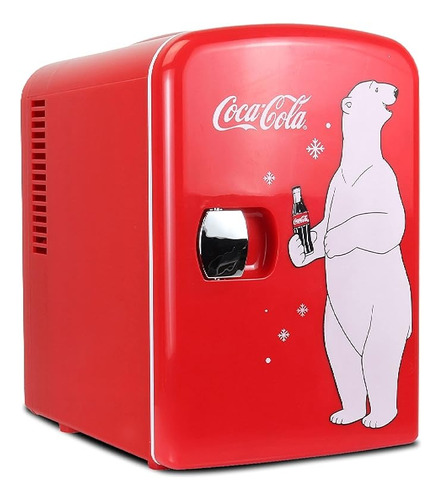 Refrigerador Coca Cola | Retro | Oso Polar | Rojo | 6 Latas 