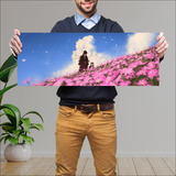 Cuadro Grande 30x80 Cm Arte Japones Samurai En Flores