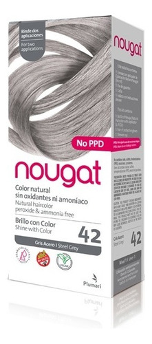 Kit Tintura Plumari  Nougat Brillo Con Color Tono 42 Gris Acero