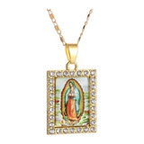 Collar Colgante Virgen De Guadalupe Dorado Brillante