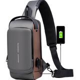 Mochila Cruzada Antirrobo Usb Impermeable Hombre Con Carga