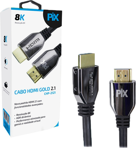 Cabo Hdmi 2.1 8k Hdr Ultra Hd Dinâmico 1,5 Metro