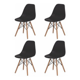 Cadeira De Jantar Elidy Charles Eames Eiffel, Estrutura De Cor  Preto, 4 Unidades