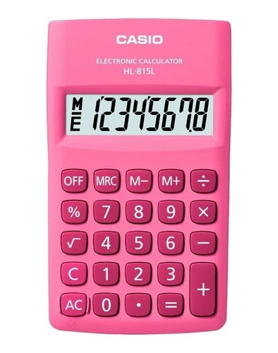 Calculadora Casio Hl-815l-l Rosa 8 Digitos Grandes A Pila Aa