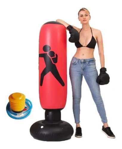 Bolsa De Boxeo Inflable De Pvc+bomba De Pie+guantes De Boxeo