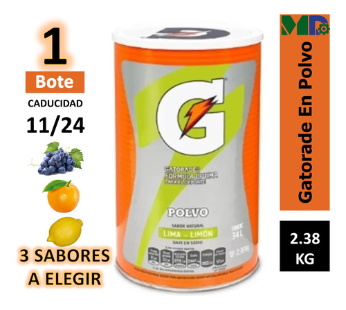 Gatorade En Polvo Sabor Naranja Lima Uva 2.38 Kg