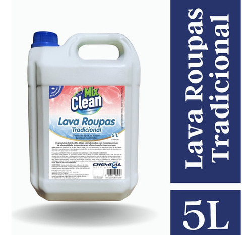 Lava Roupas Tradicional  Líquido - 5l Mix Clean