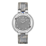 Reloj Bulova 96r218 Para Mujer Análogo Esfera Gris  Con