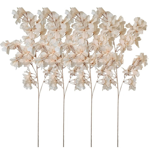 Kit 4 Galhos Artificiais Flores Branca Outonais Realista