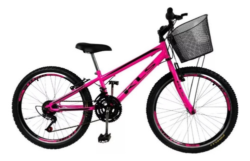 Bicicleta Kls  Aro 24 Infantil  Mtb  21 Marchas Com Aro Aero