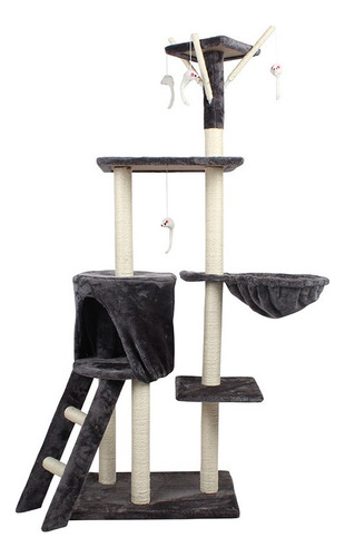 Rascador Torre Árbol Para Gatos,con Juguete Y Casa,135cm