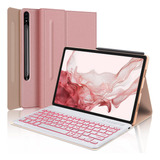 Funda Con Teclado Samsung / Para Galaxy Tab 12.4 / Pink