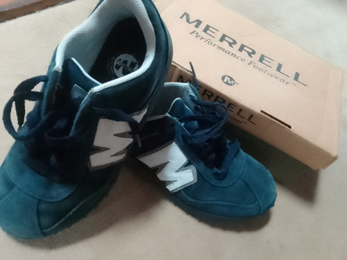 Zapatillas Merrell De Cuero Talle 33 Azules Impecables