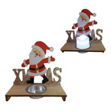 Decoração De Mesa Castiçal Papai Noel Natal Para Vela 12cm