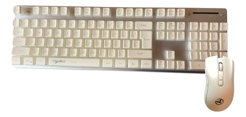 Kit Teclado Sem Fio Hysj Branco Rgb Com Mouse Sem Fio L96