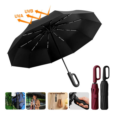 Vanance Paraguas Automático Anti-uv Upf50+ Plegable Extra Grande Negro 10 Varillas 100cm Reforzado Apertura Y Cierre Paraguas Sombrilla De Bolsillo Con Botón Para Hombres Y Mujeres Tela De Impacto