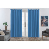 Cortina 2,80x2,80 Blecaute Pvc 100% Blackout Corta Luz Sala Cor Azul