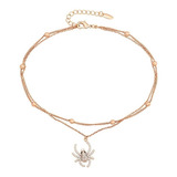 Tobillera Dije Araña Con Swarovski Para Dama Oro 18k Lam