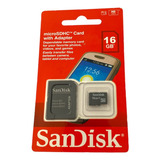 Cartão Memória Sandisk 16gb Micro Sdhc-sdxc  C/adaptador