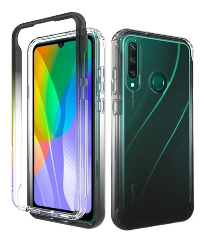 Funda 2 En 1 Rudo Para Modelos Huawei Bicolor Transparente