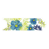 Listello Hawaiana Corona Azul 8x25 Flores Y Hojas